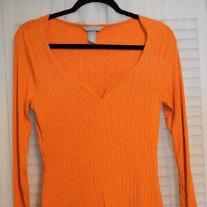 Women's H&M Open Front Orange Shirt